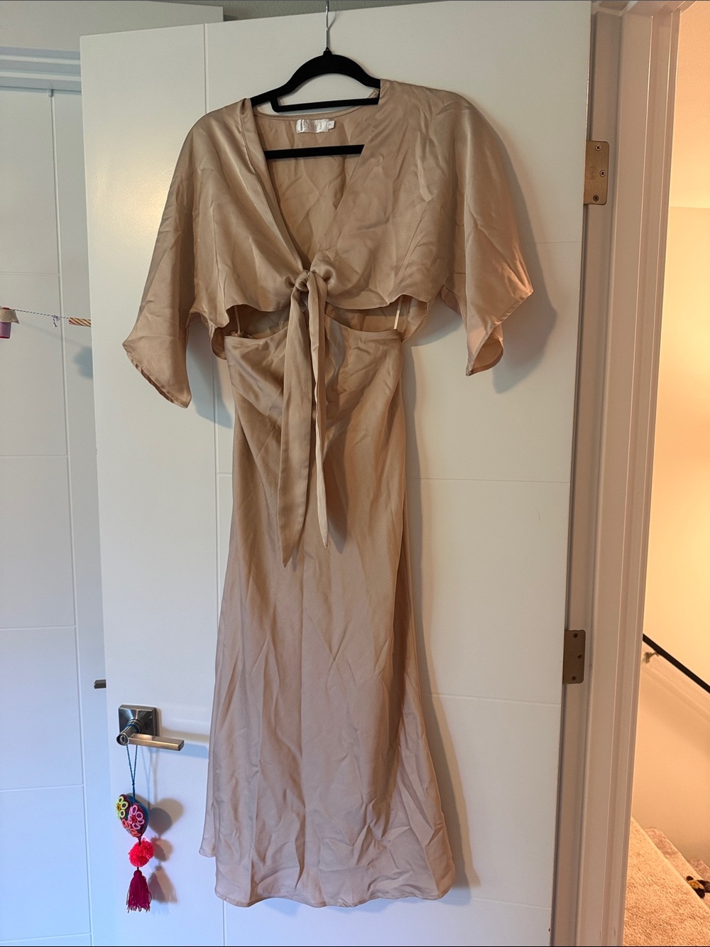 Elegant Cream Tie-Front 2 piece Dress